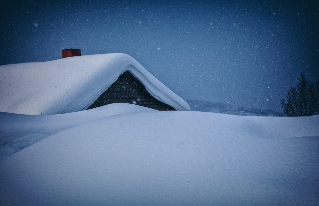 Roof covered with snow